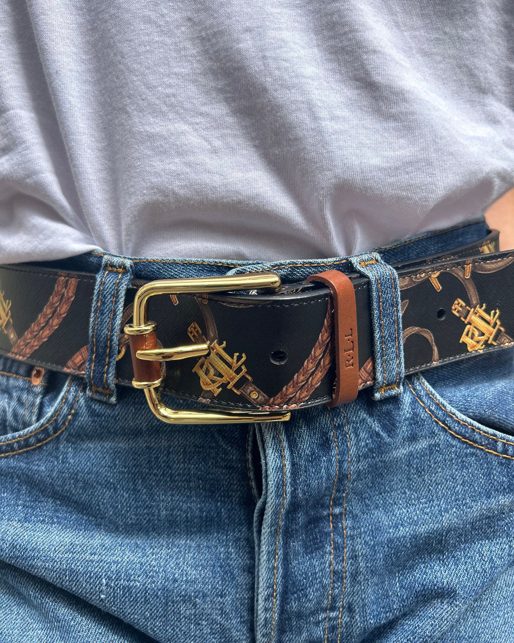 Ceinture noire et marron Ralph Lauren