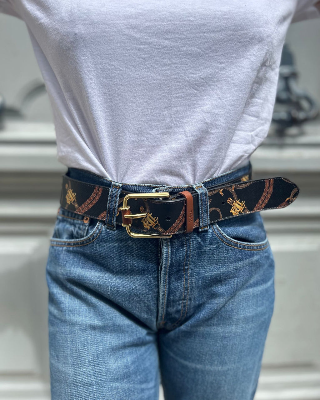 Ceinture noire et marron Ralph Lauren