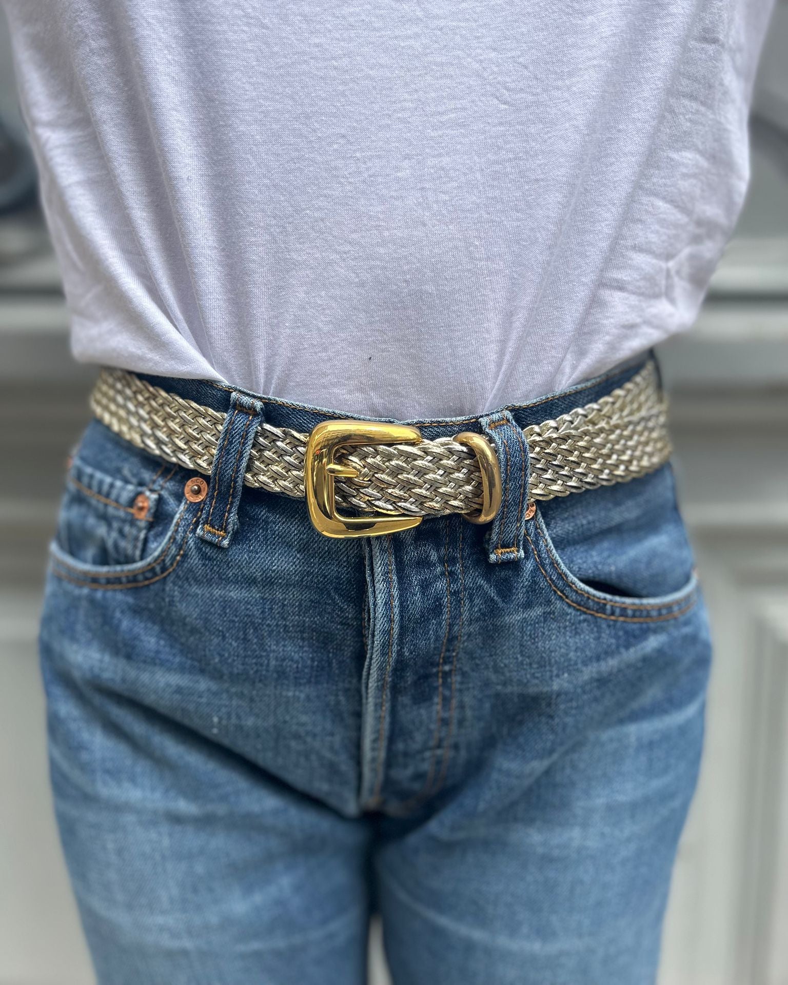 Ceinture tressée argentée