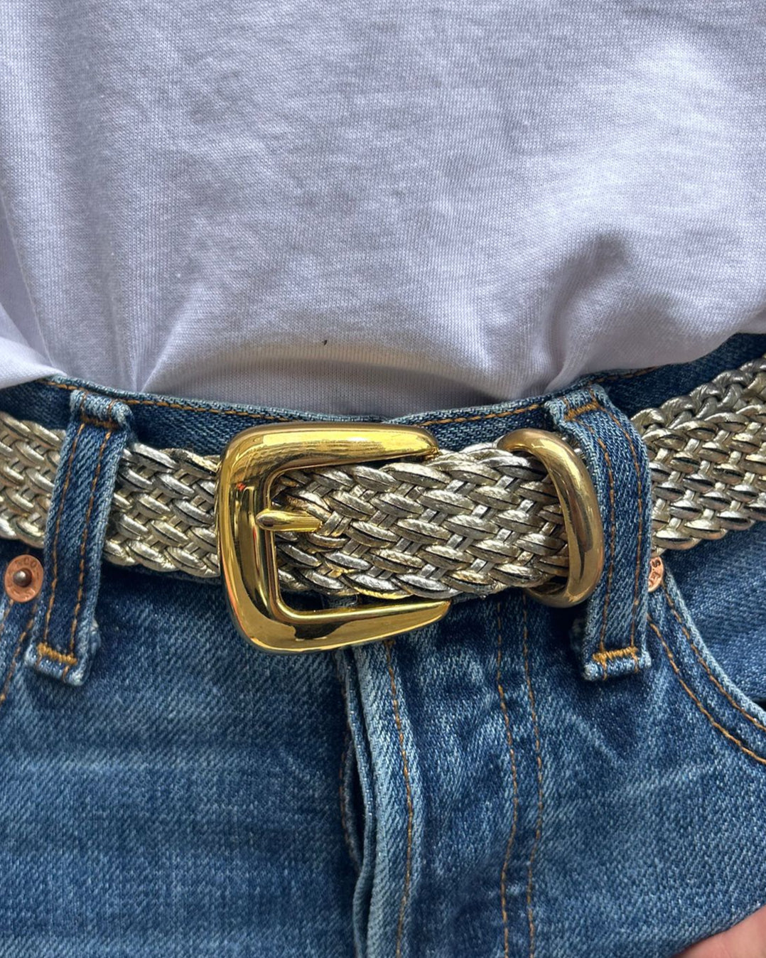 Ceinture tressée argentée