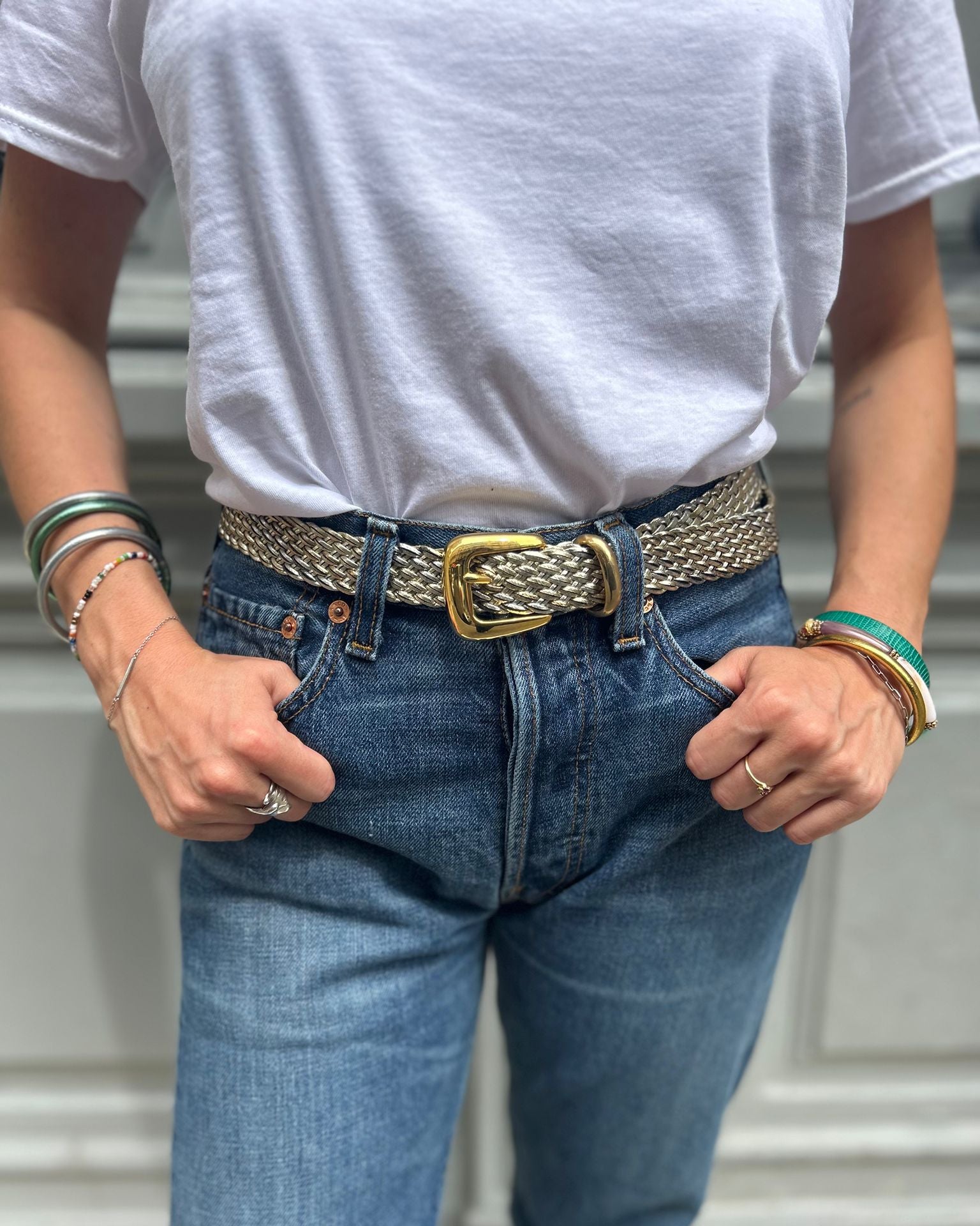 Ceinture tressée argentée