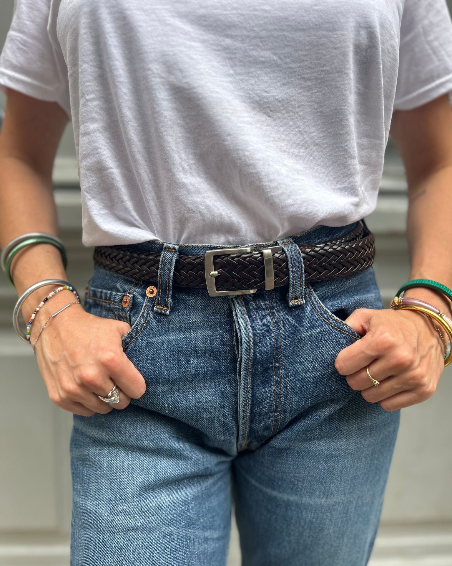 Ceinture tressée marron