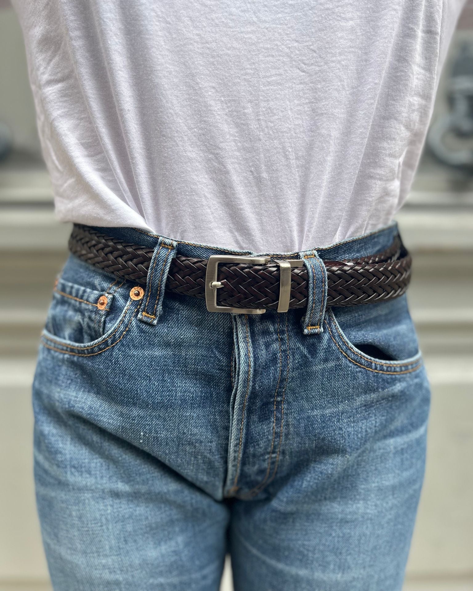 Ceinture tressée marron