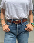 Ceinture croco marron acajou