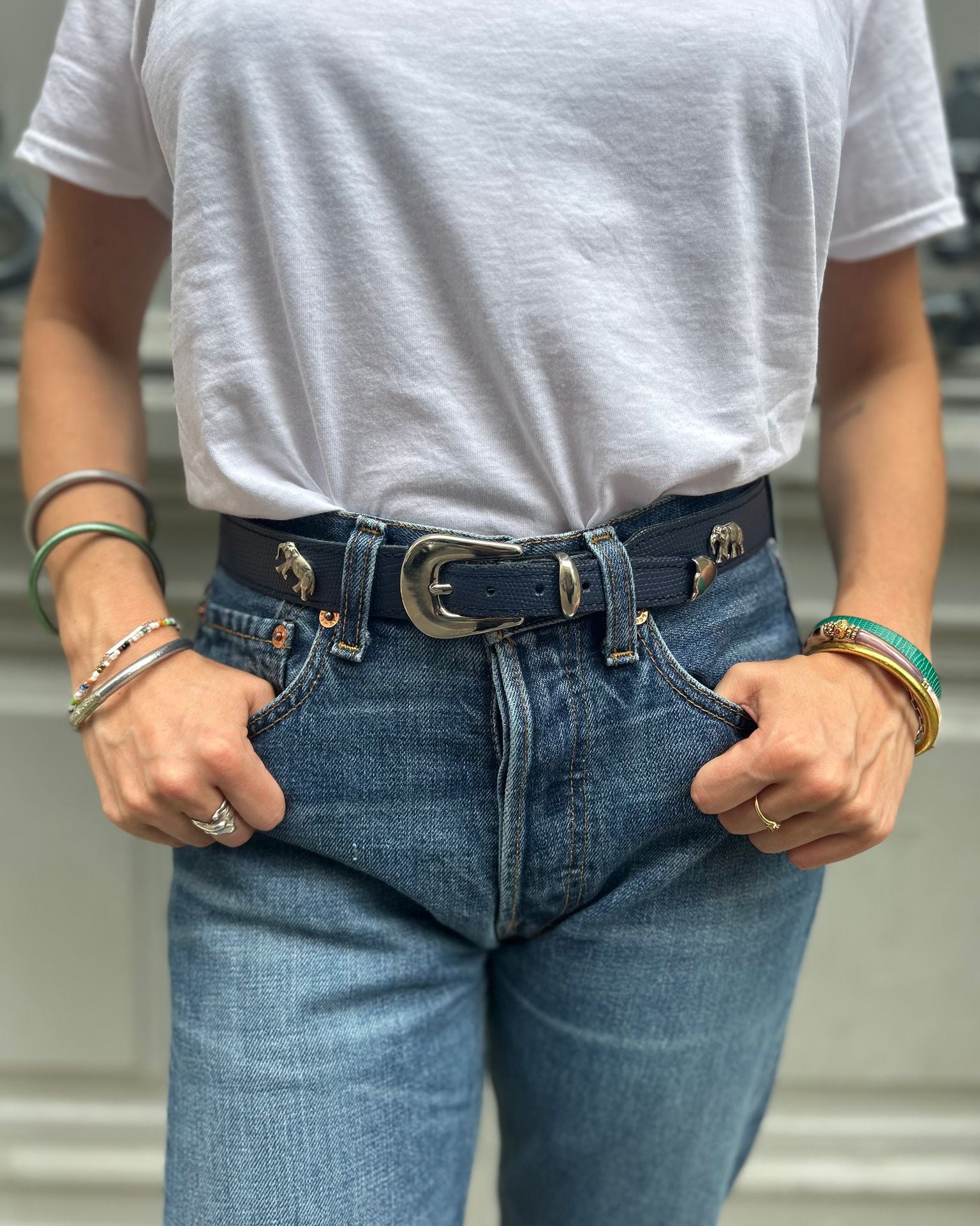 Ceinture bleu marine éléphant