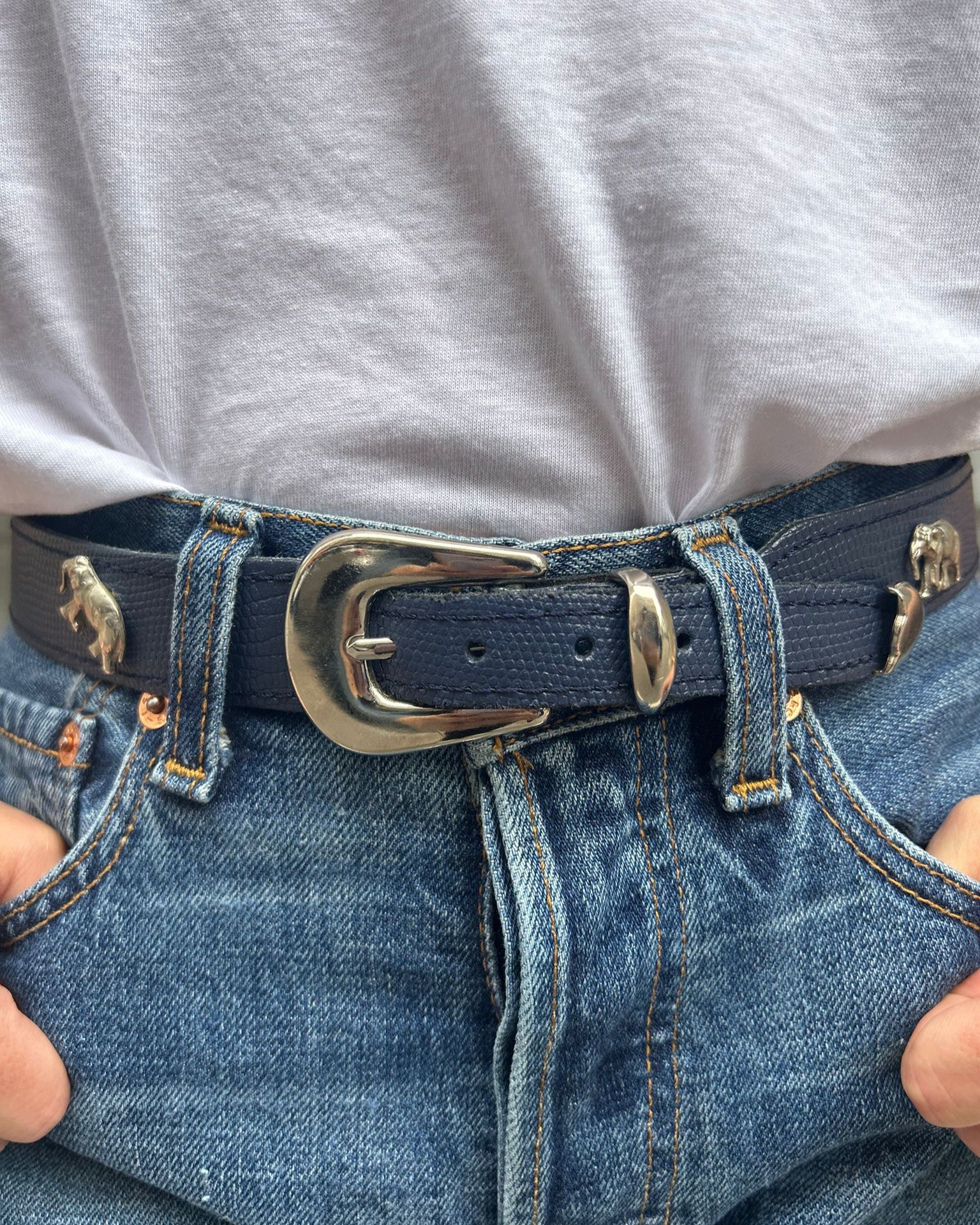 Ceinture bleu marine éléphant
