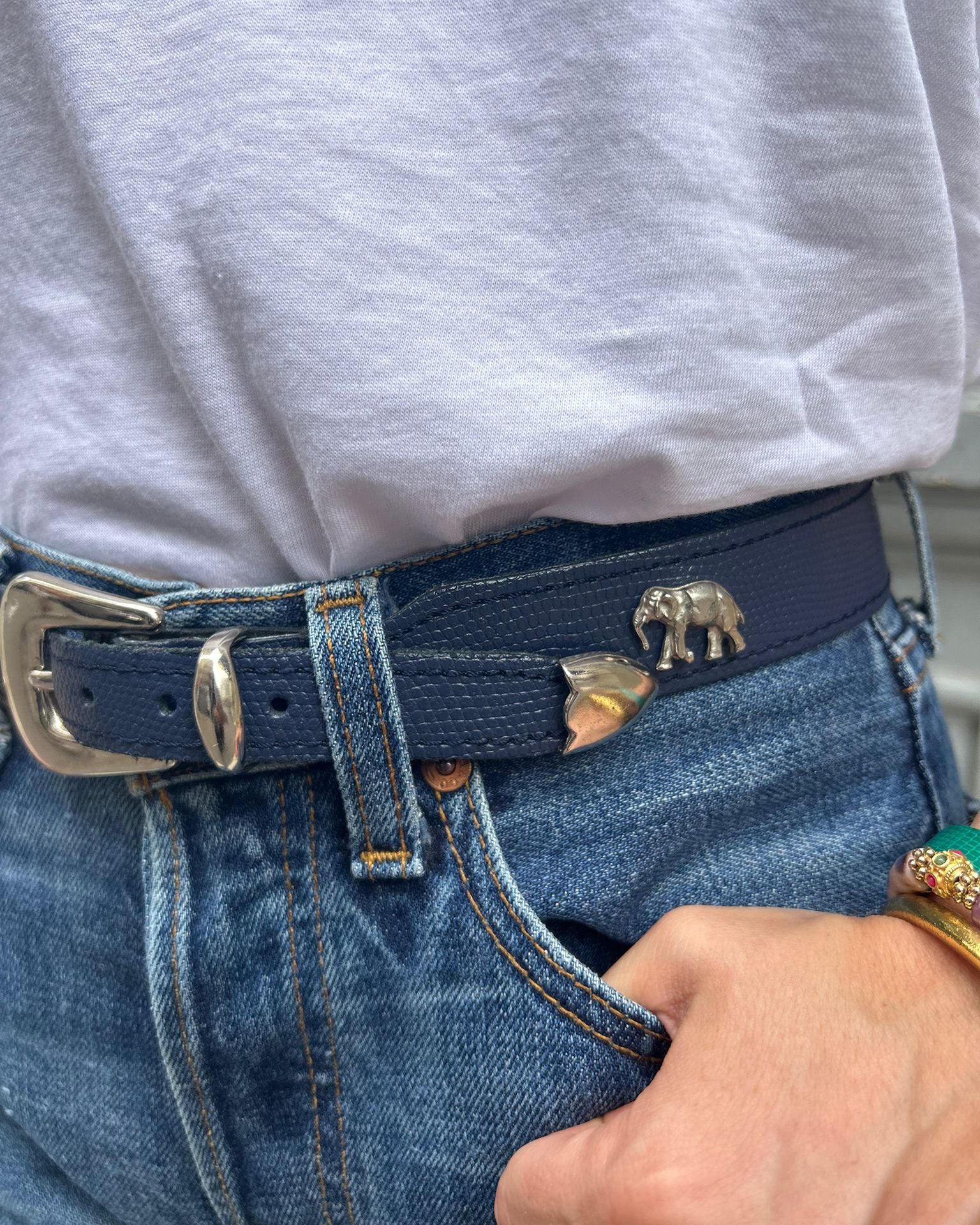 Ceinture bleu marine éléphant