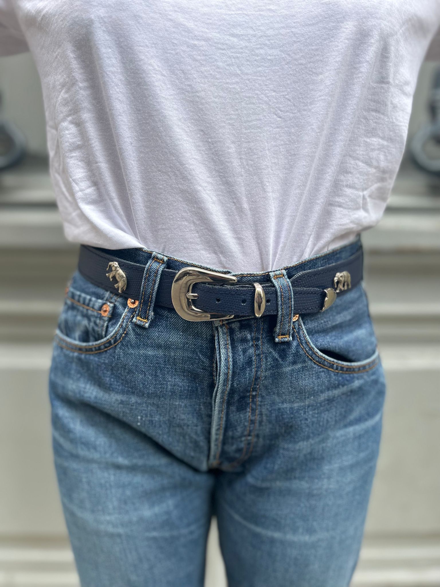Ceinture bleu marine éléphant