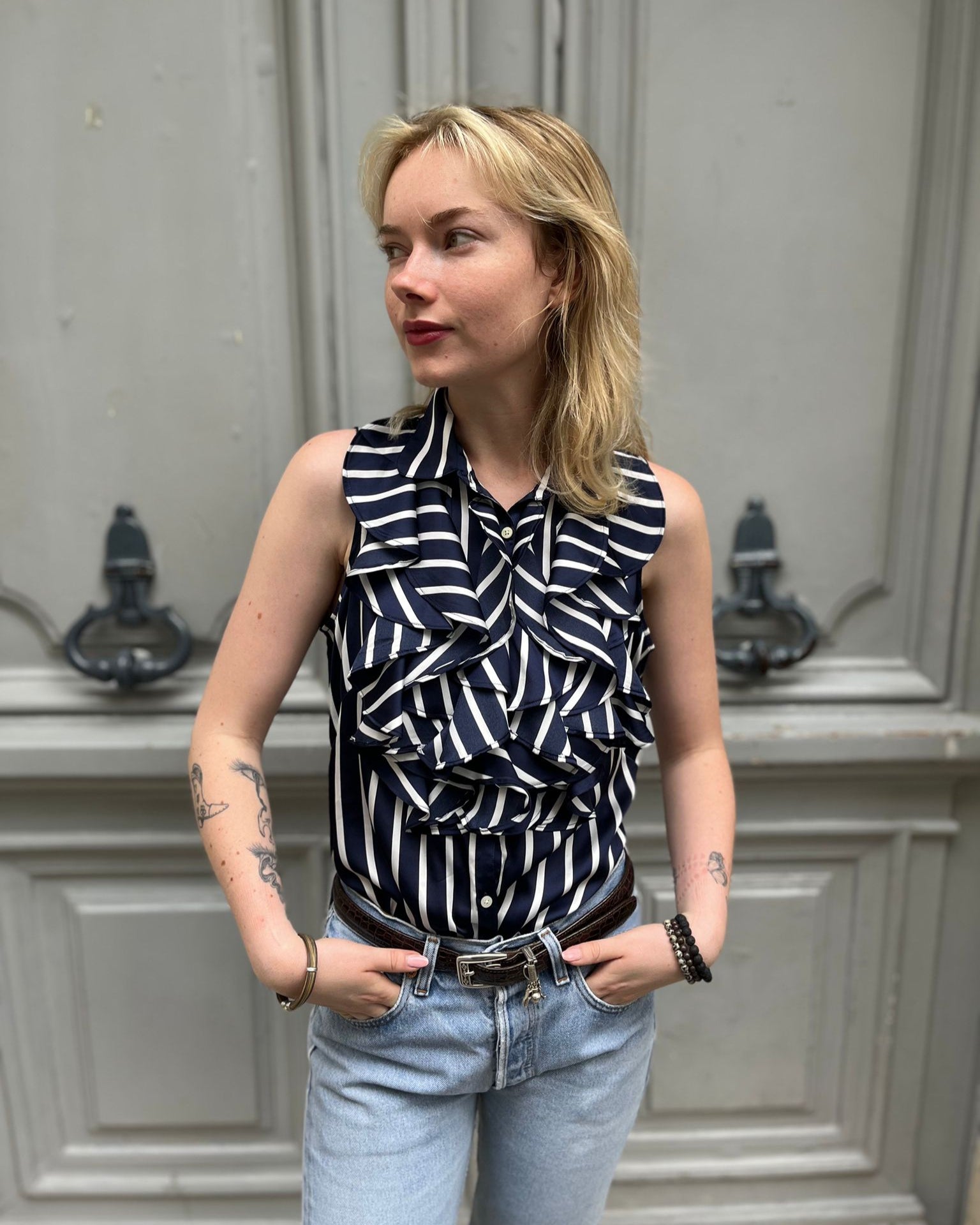 Blouse sans manches rayés Ralph Lauren