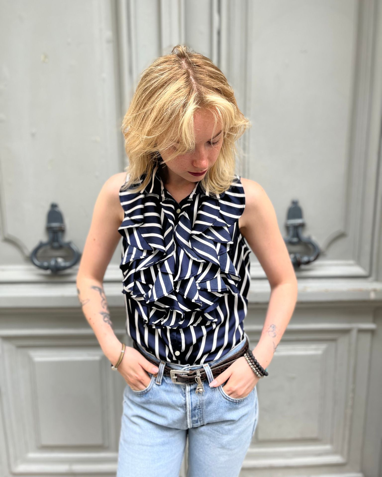 Blouse sans manches rayés Ralph Lauren