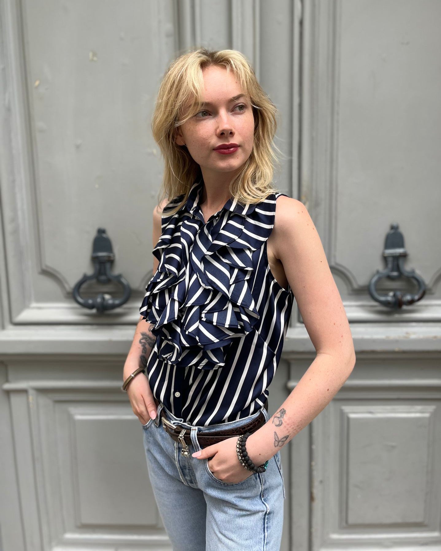 Blouse sans manches rayés Ralph Lauren