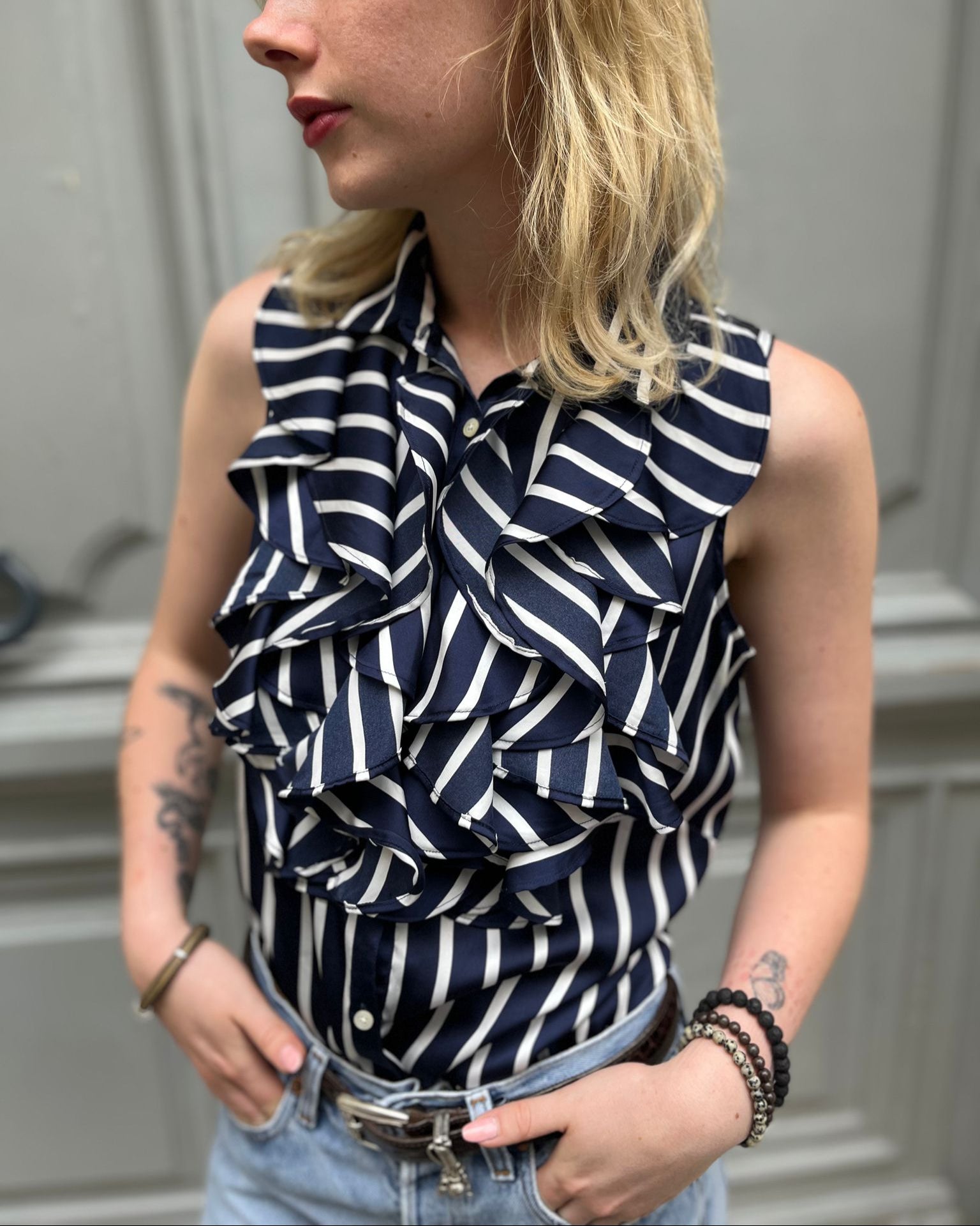 Blouse sans manches rayés Ralph Lauren