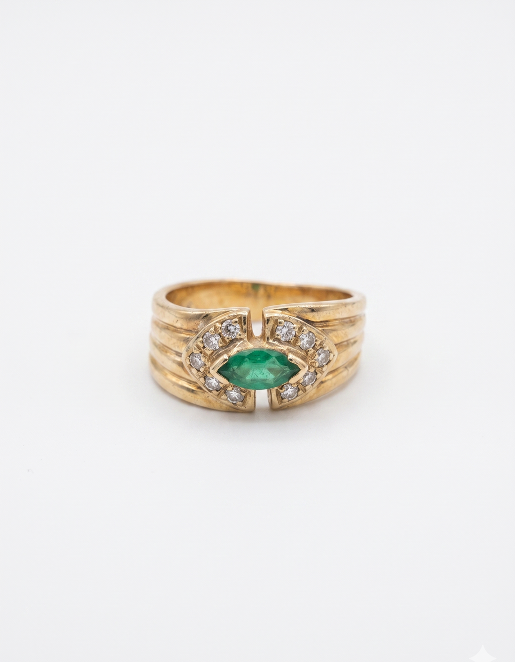 Bague rétro à pierre verte