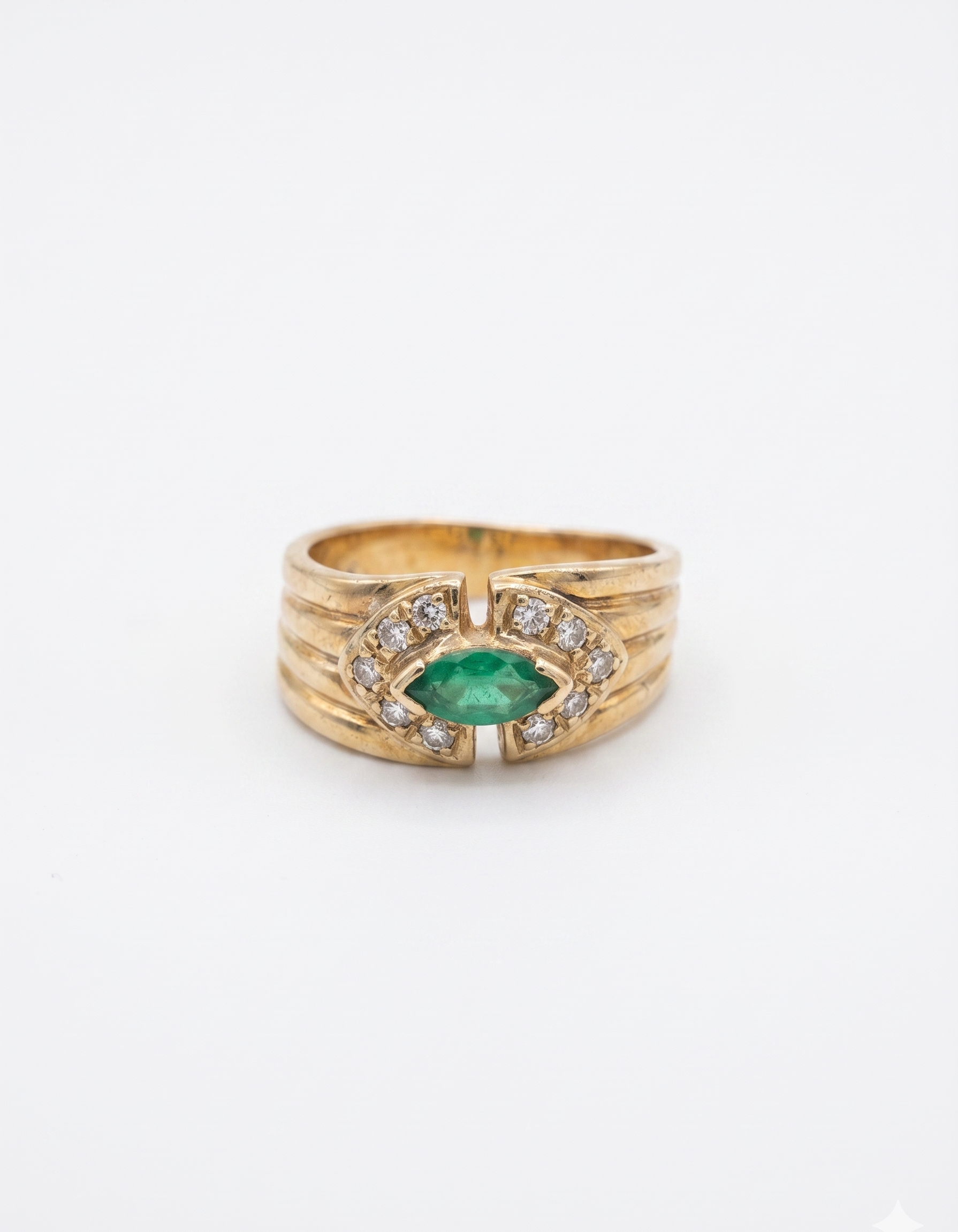 Bague rétro à pierre verte