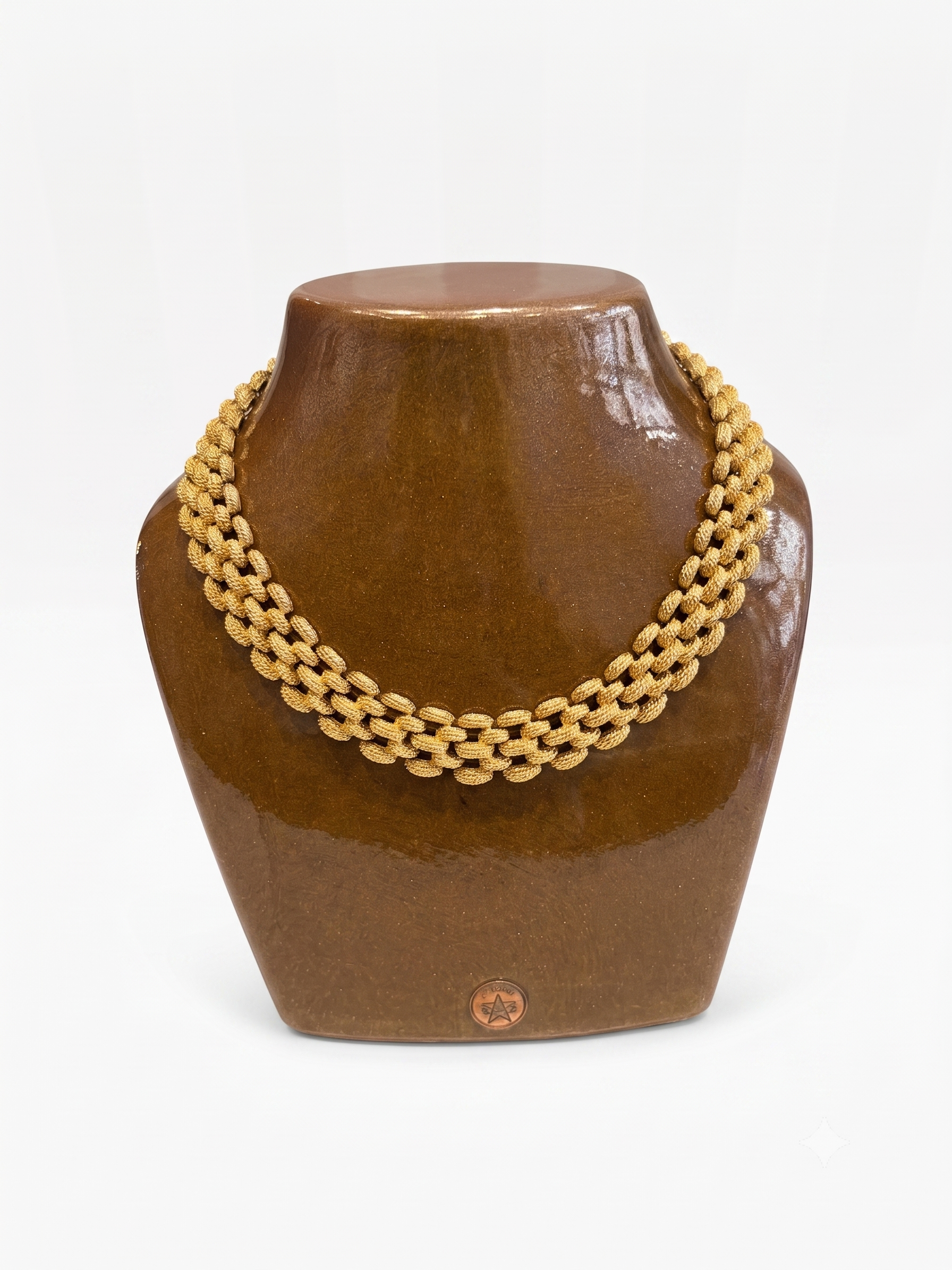 Collier Monet maille tressée dorée