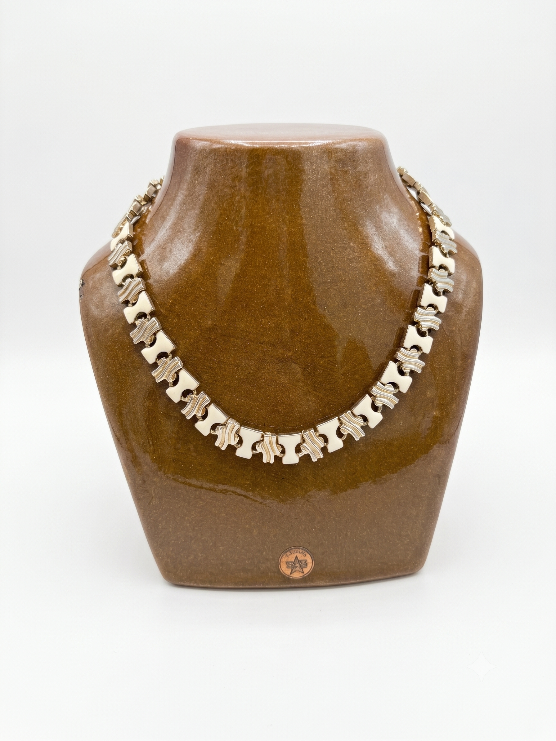 Collier vintage bicolore géométrique