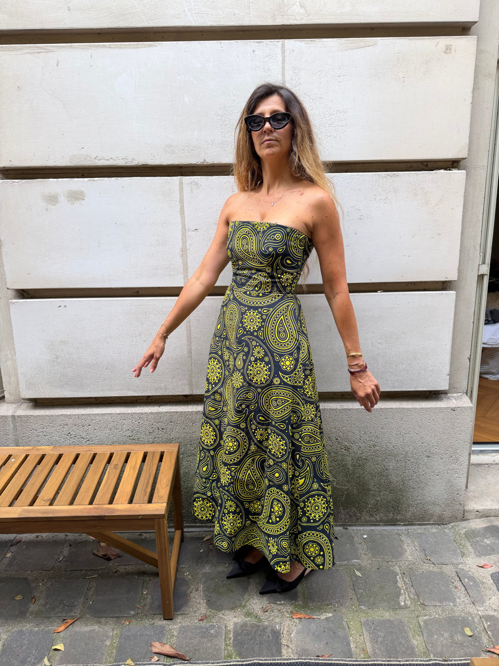Robe bustier Jil Sander en coton imprimé cachemire