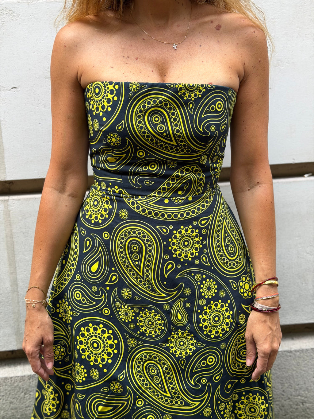 Robe bustier Jil Sander en coton imprimé cachemire