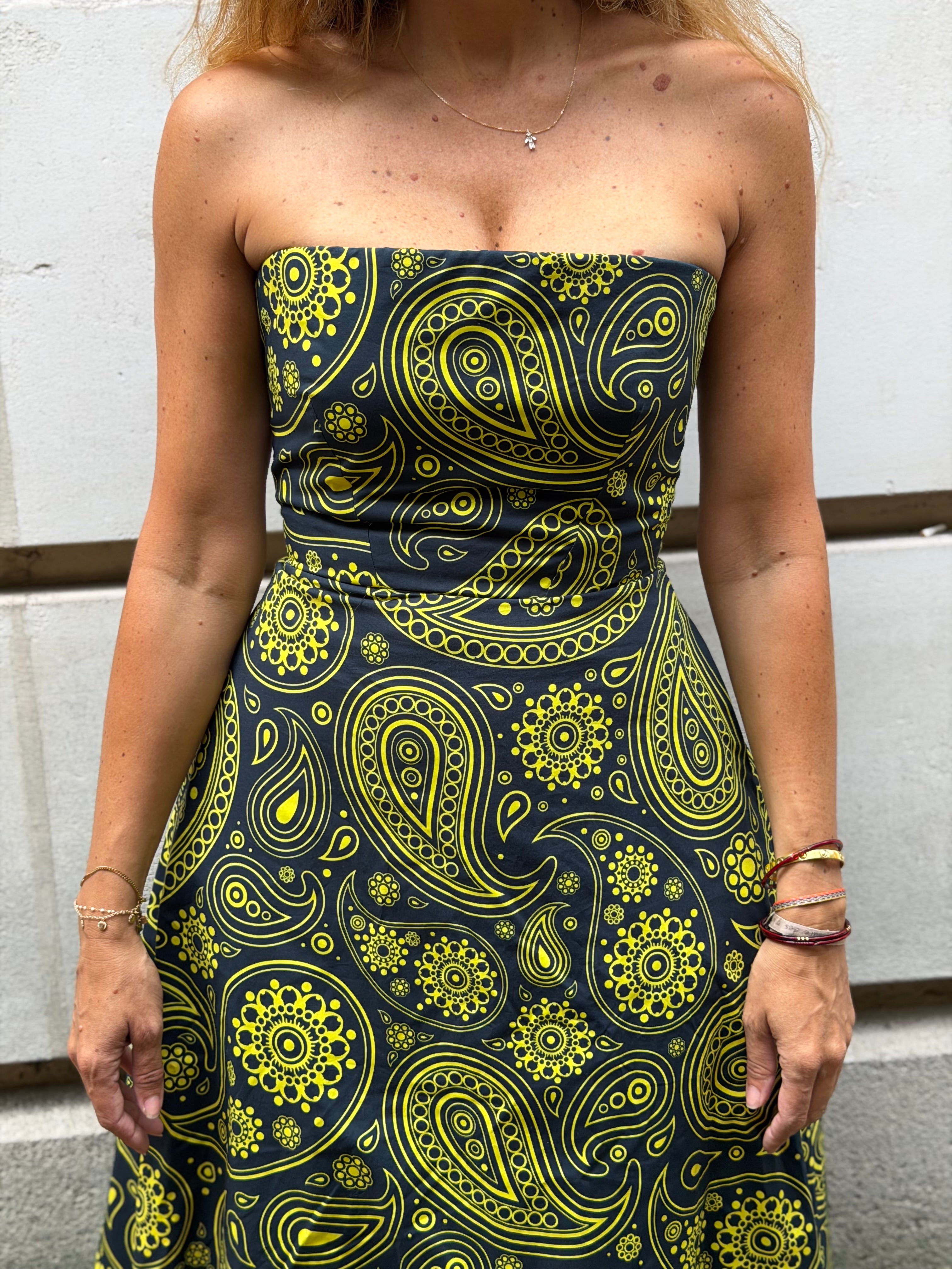 Robe bustier Jil Sander en coton imprimé cachemire