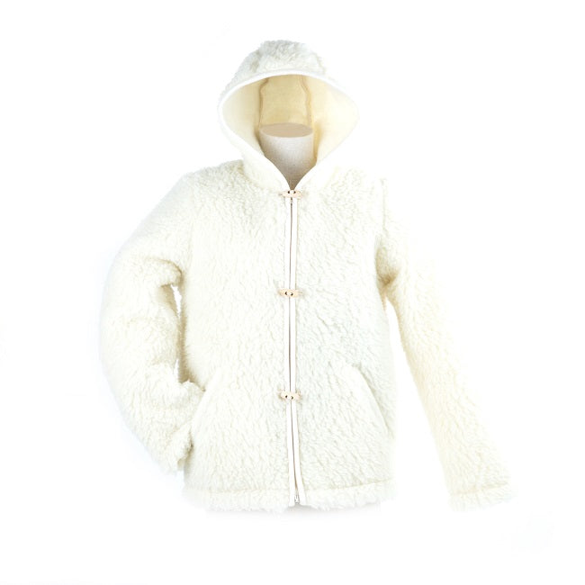 Gilet en laine à capuche écru