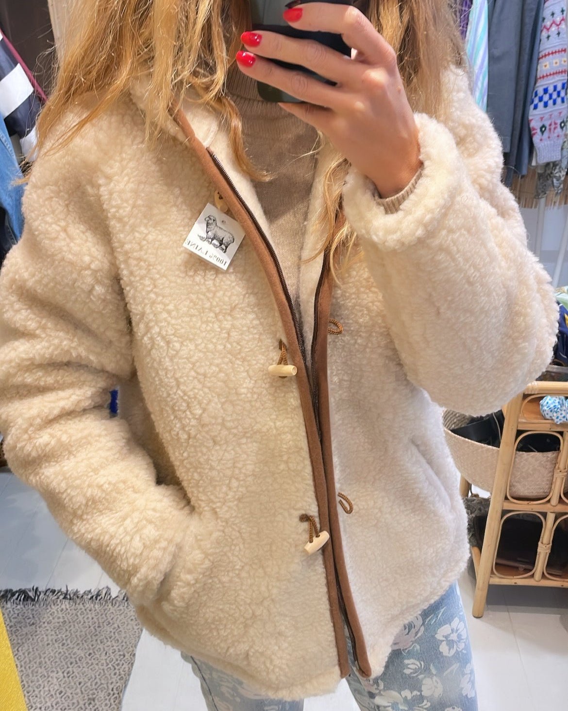 Gilet en laine à capuche marron