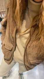 Veste beige en cuir