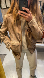 Veste beige en cuir